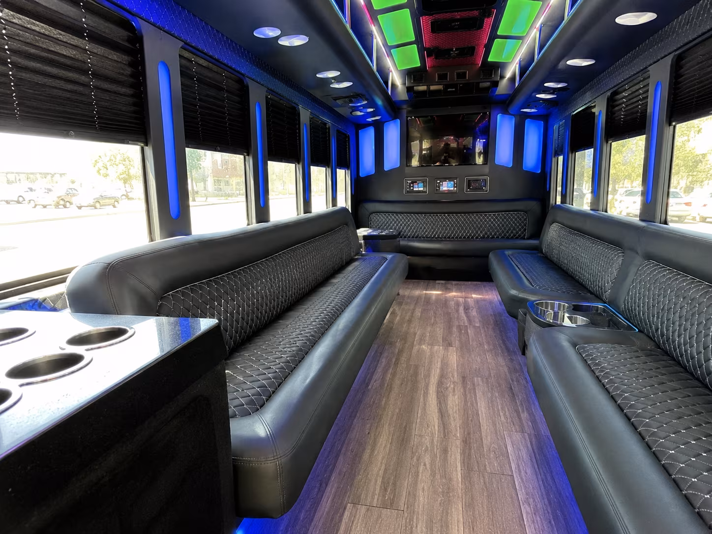 renton 15 passenger party bus inside