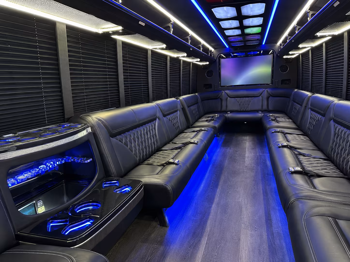 renton 20 passenger party bus inside