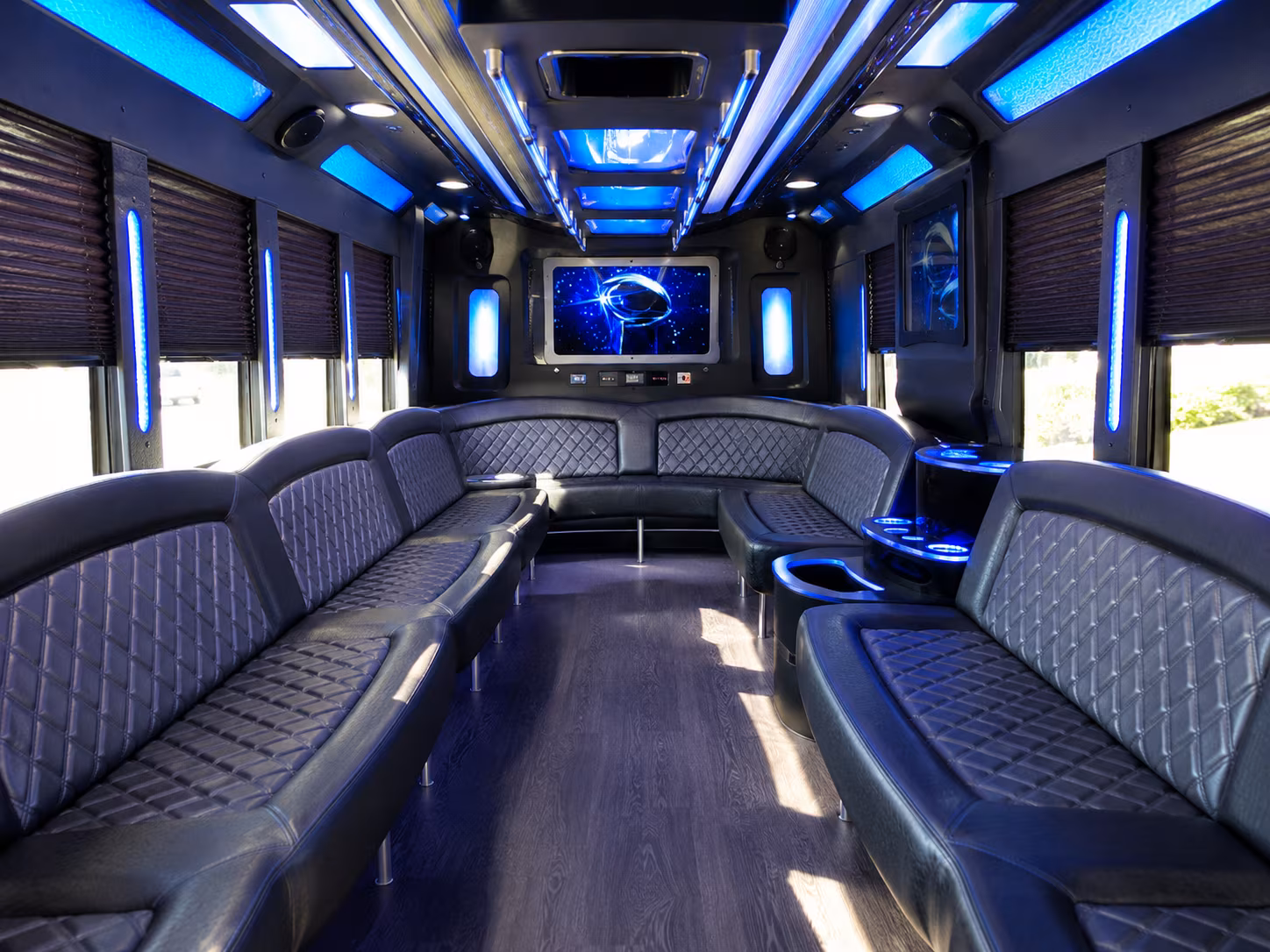 renton 28 passenger party bus inside