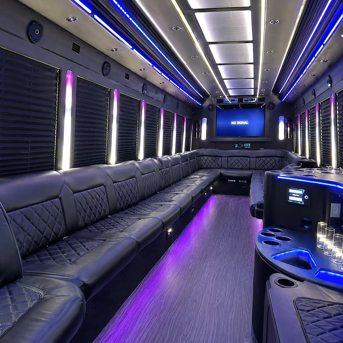 renton 30 passenger party bus inside