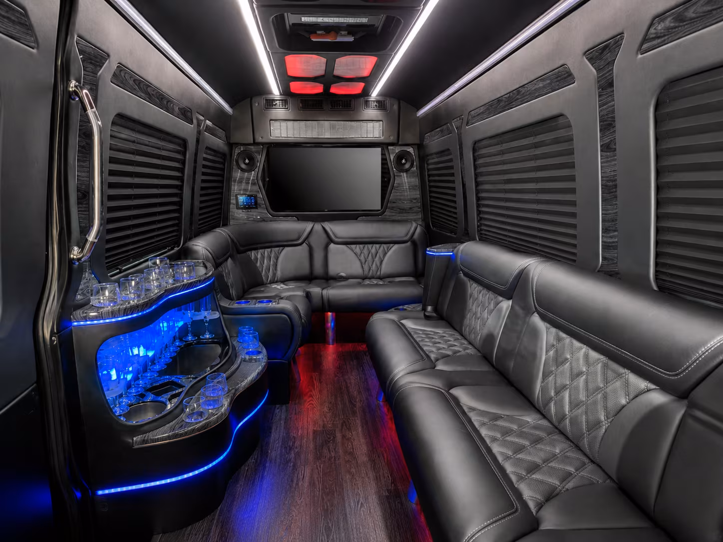 renton 40 passenger party bus inside